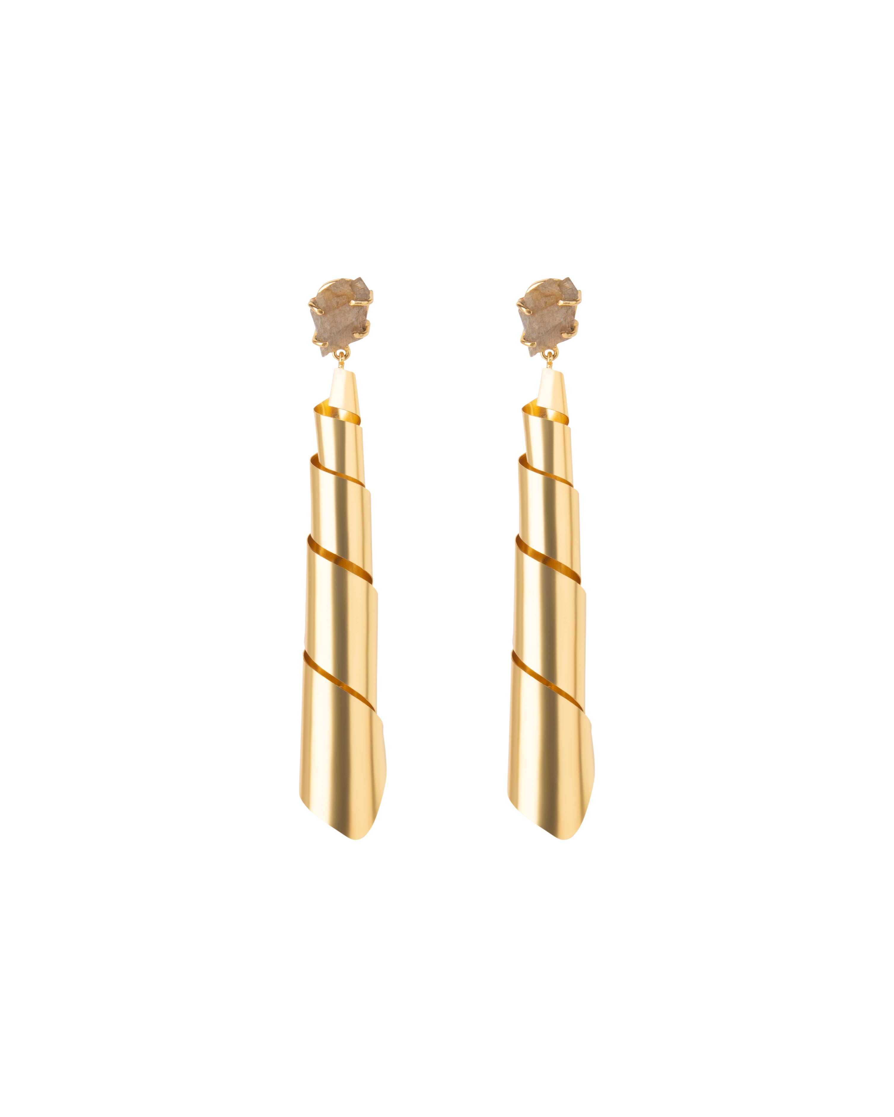 18k Gold Plated Twisted Spiral Earrings