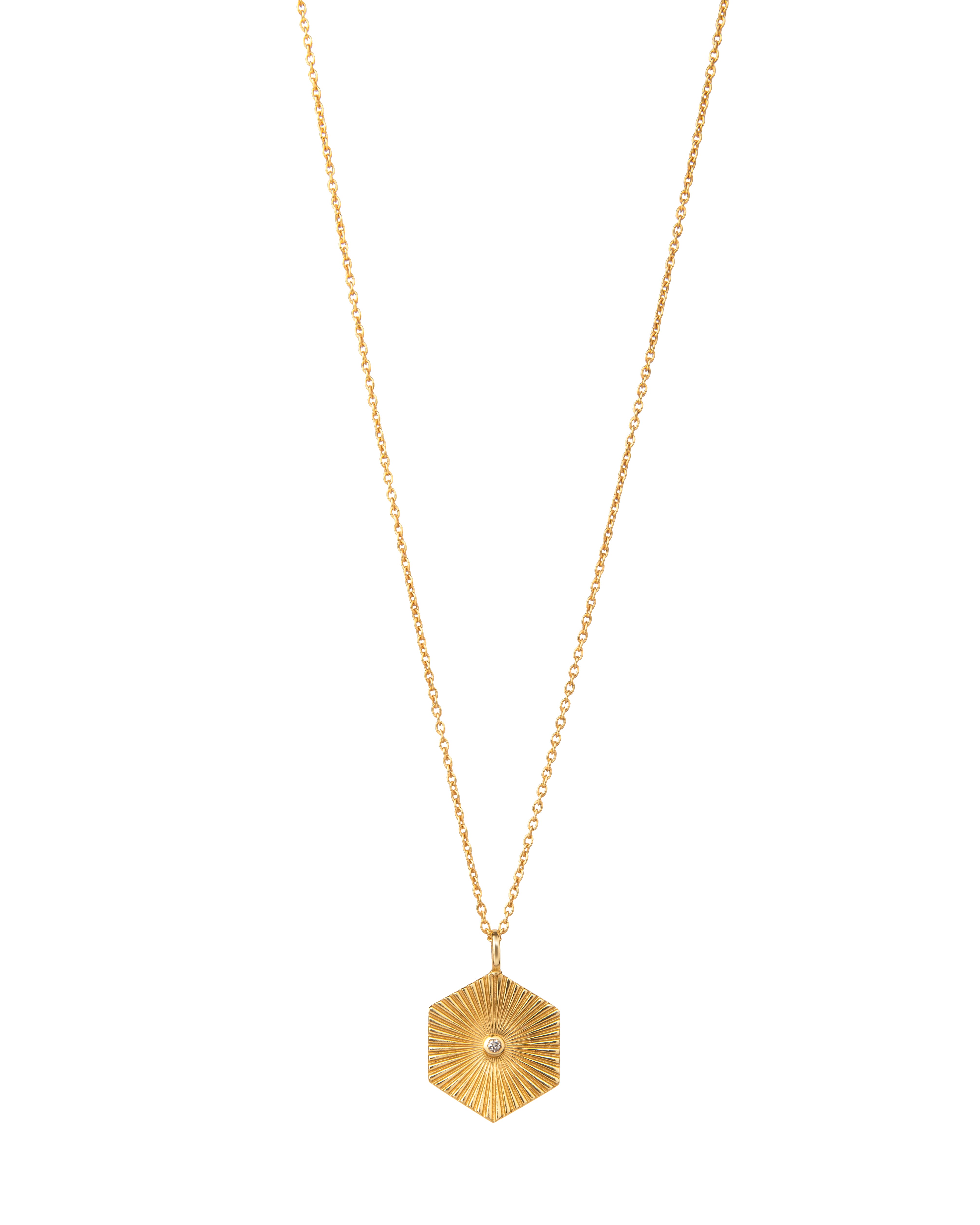 Hexagon Pendant Necklace 18K Gold Plated