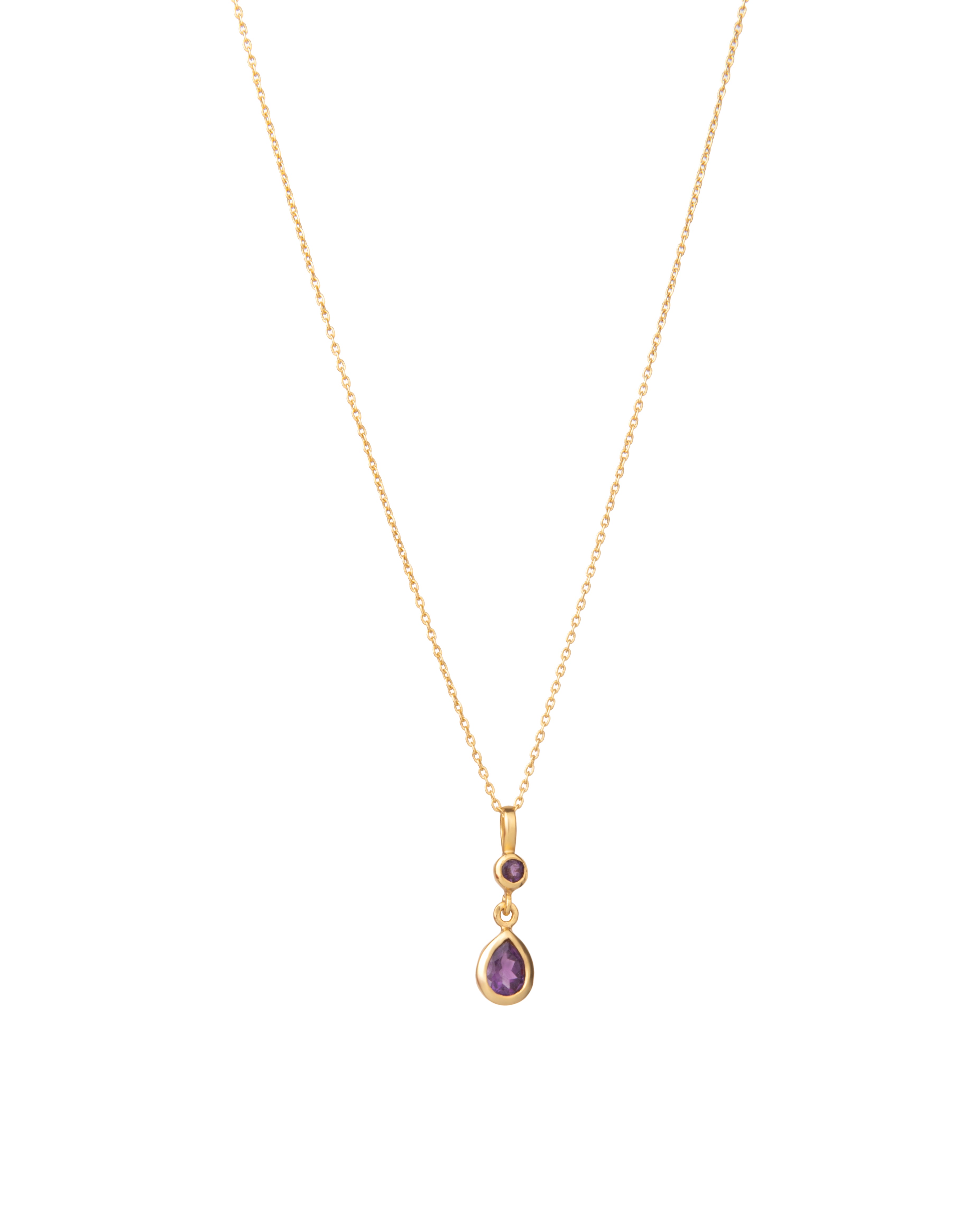 18K Gold Plated Amethyst Teardrop Necklace