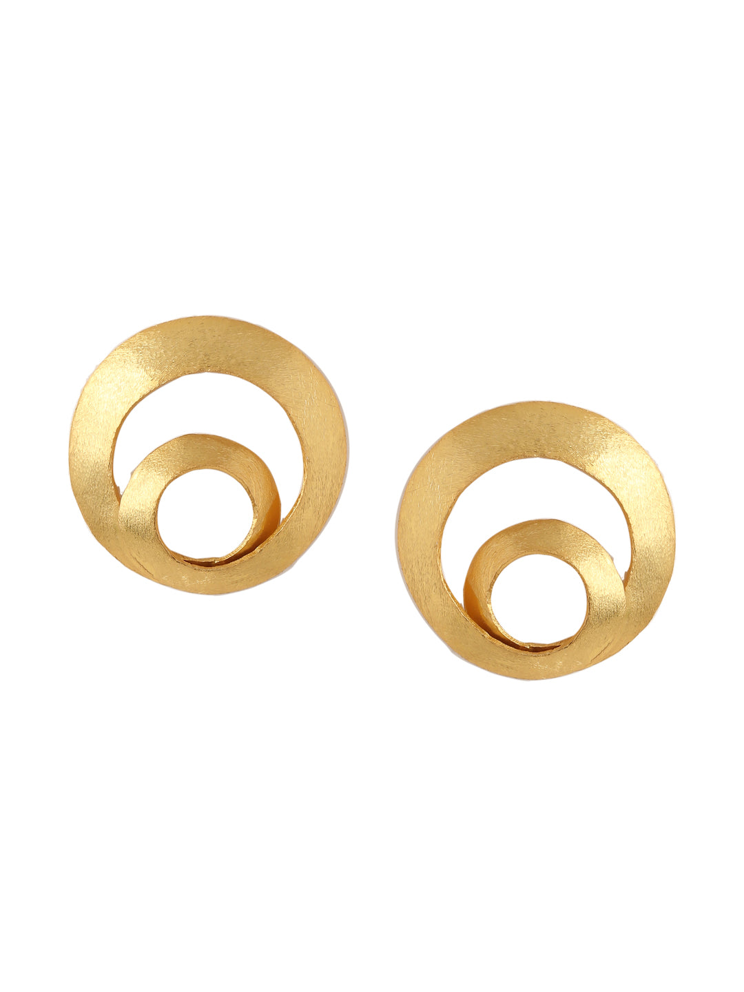 18K Gold Plated Double Circle Stud Earrings