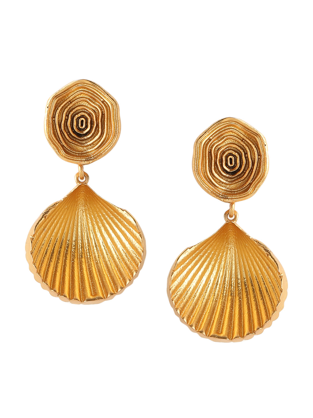 Shell Earrings with Gold Spiral 18K Gold Plated