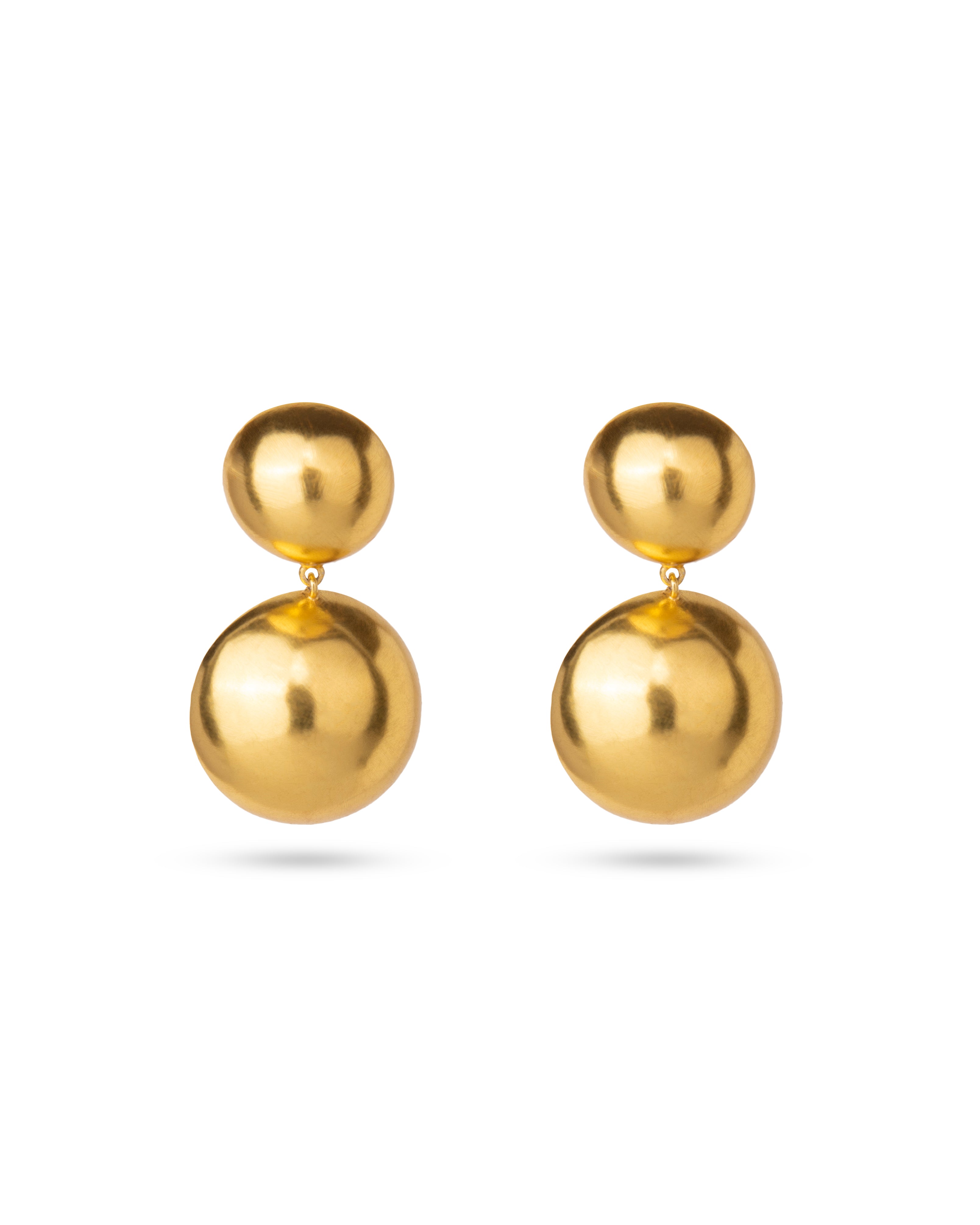 18K Gold Plated Disc Earrings Double Circle Drop Dangles