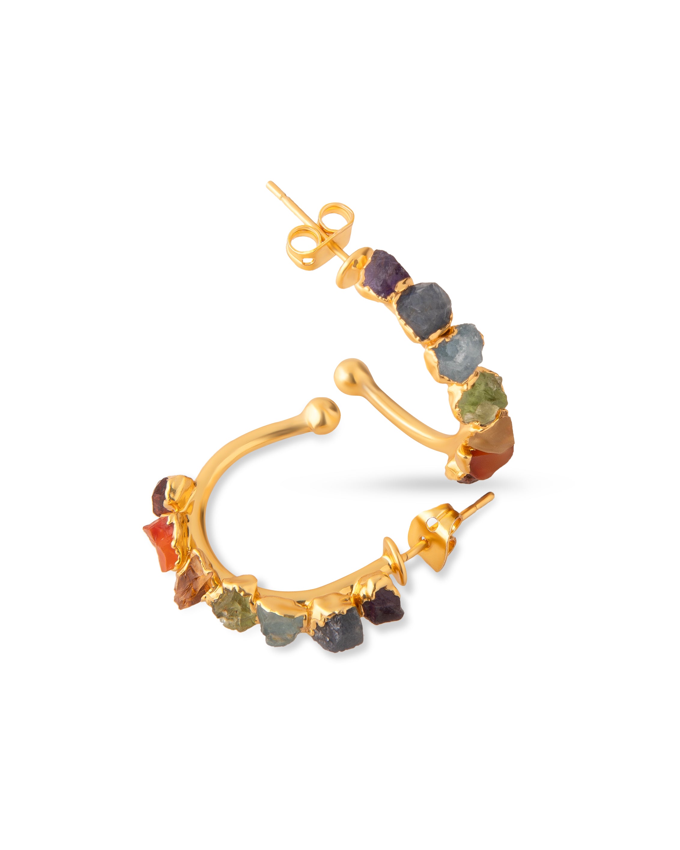 18k Gold Plated Seven Chakra Hoop Earrings