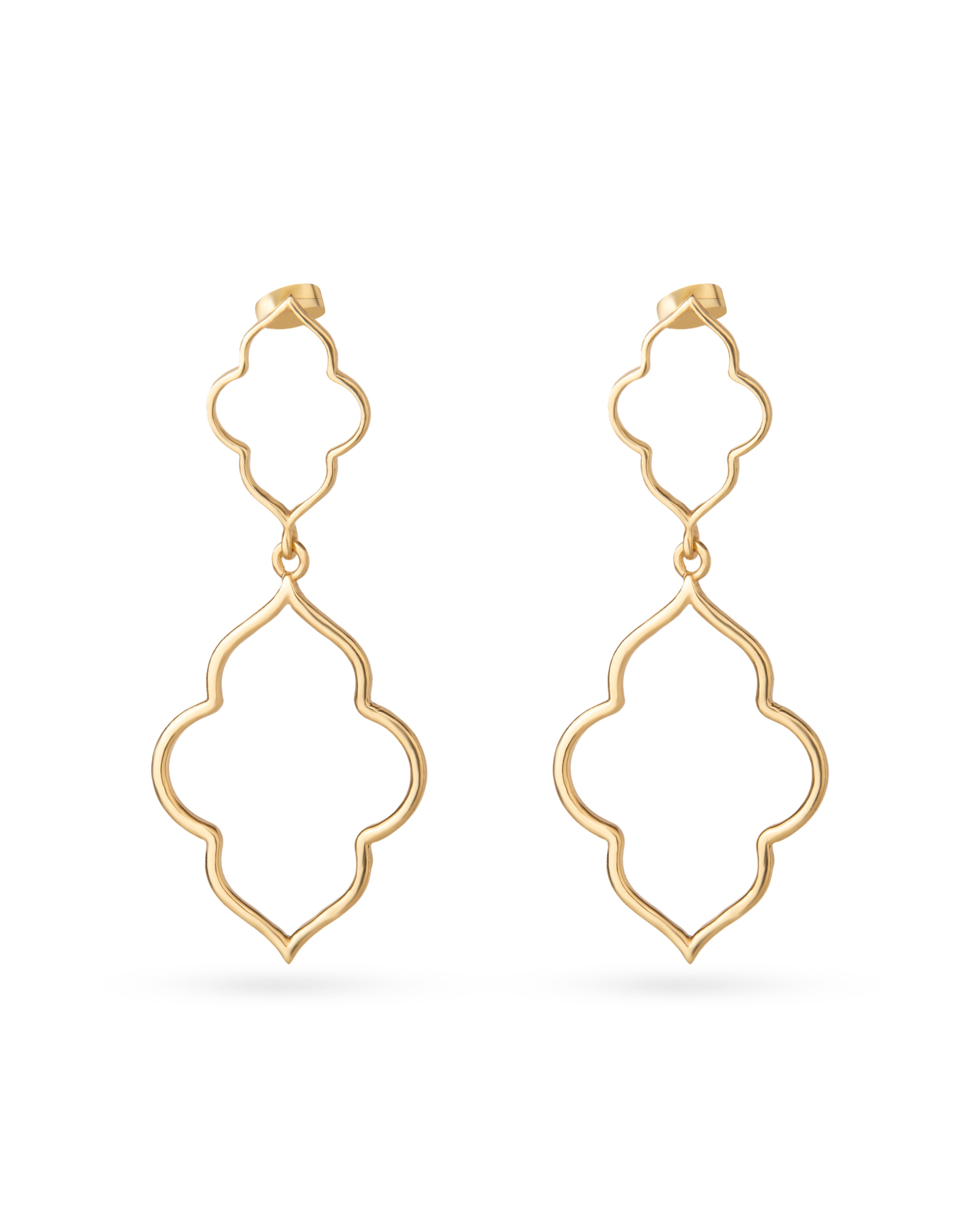 18K Gold Plated Double Quatrefoil Earrings