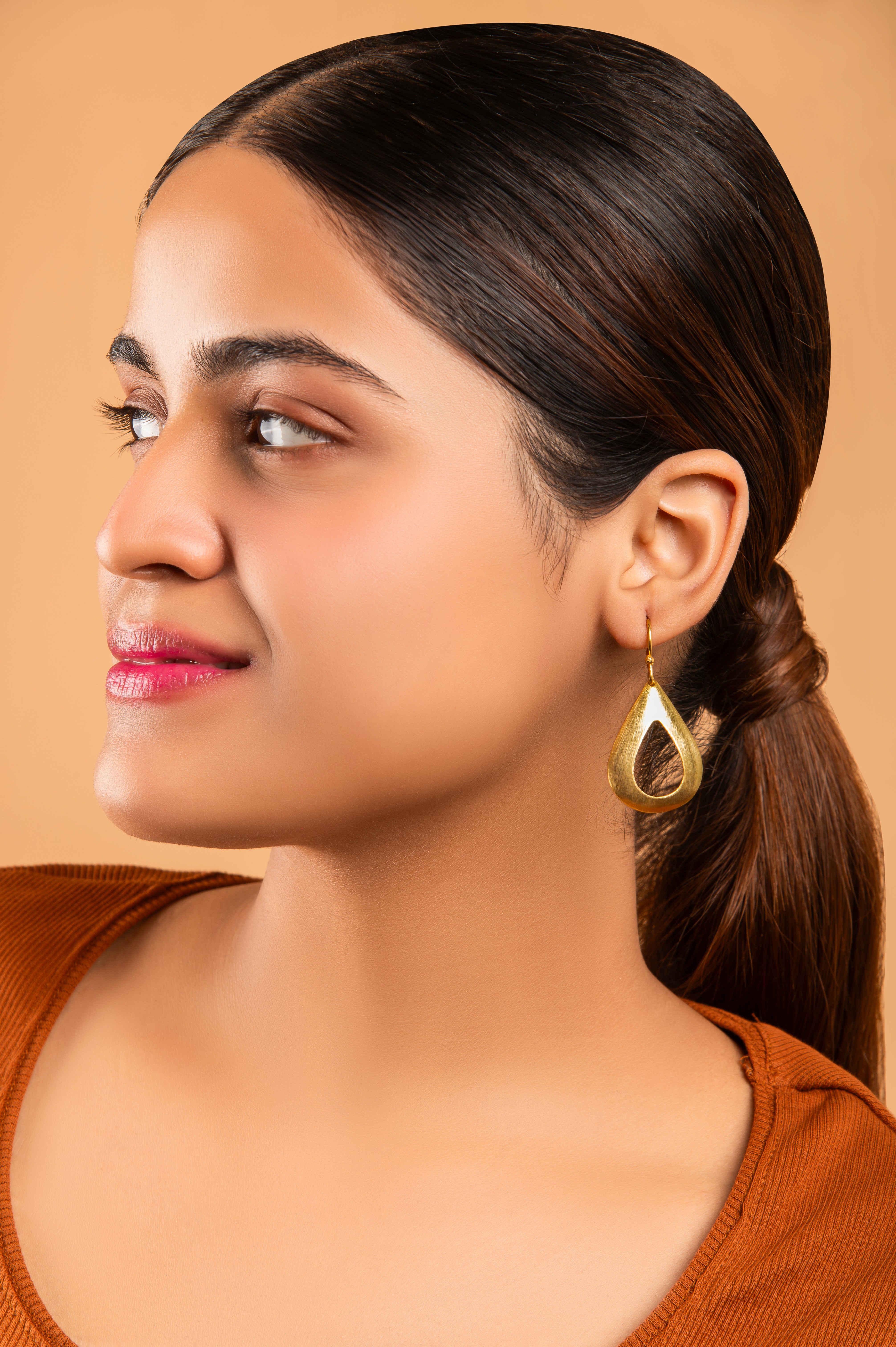 Open Tear Drop Dangle Earrings 18k Gold Plated