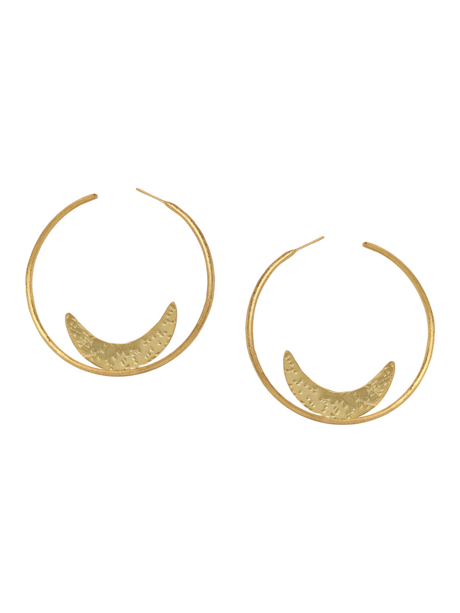 Half Moon Hoop Earrings 18k Gold Plated