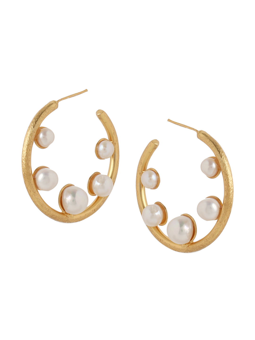 Classic Round Earrings with Pearls 18k Gold Plated