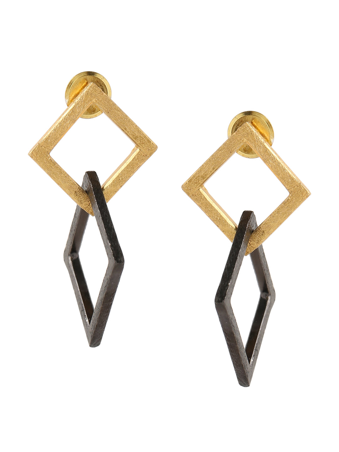 Long Black Gold Drop Earrings