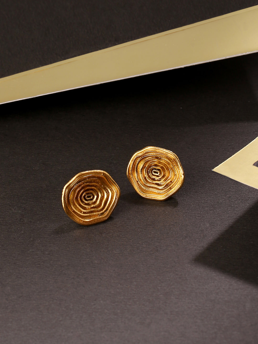 Round Spiral Studs 18k Gold Plated Handcrafted Spiral Earrings