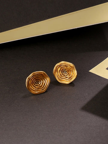 Round Spiral Studs 18k Gold Plated Handcrafted Spiral Earrings