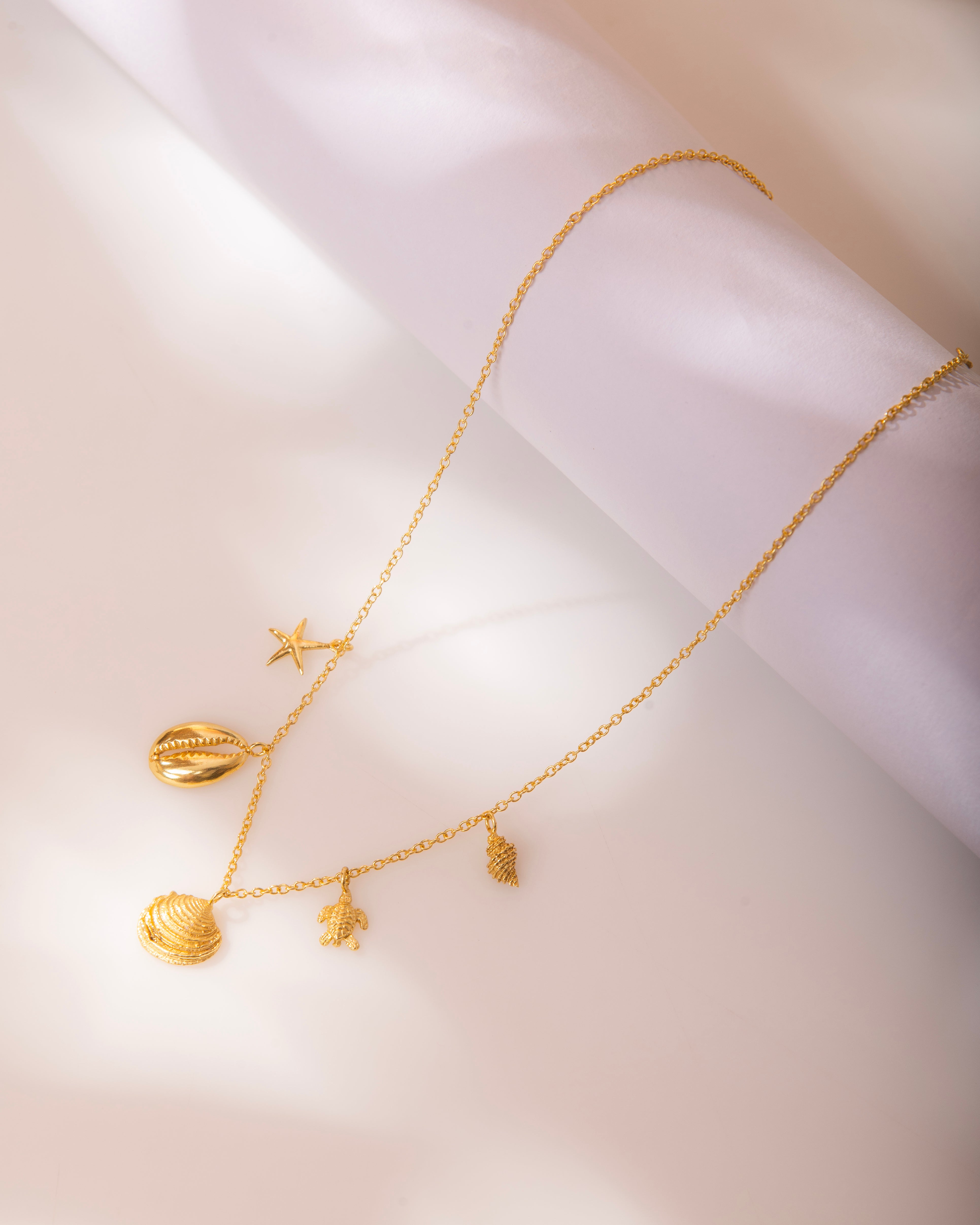 Ocean Charm Necklace 18K Gold Plated