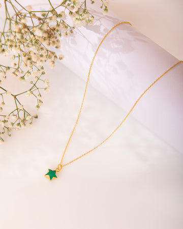 18k Gold Plated Emerald Star Necklace