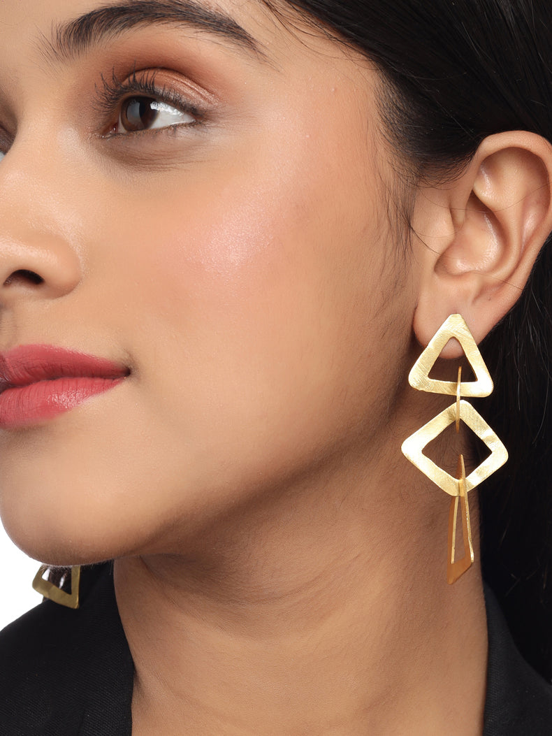 Triangle drop Earrings 18K Gold Plated Brass Geometric dangle earrings