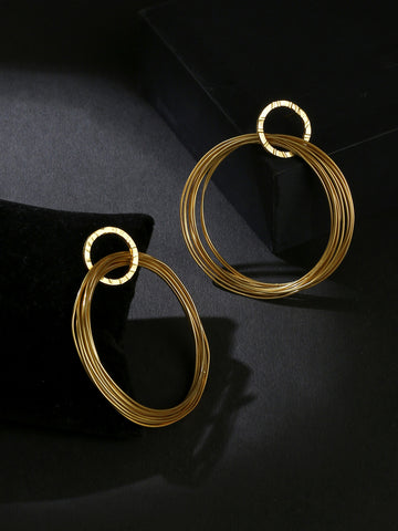 Double Hoop Long Earrings
