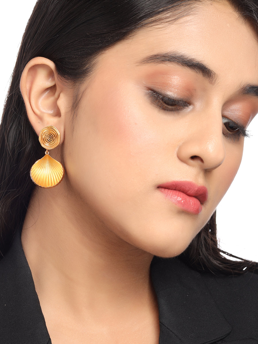 Shell Earrings with Gold Spiral 18K Gold Plated