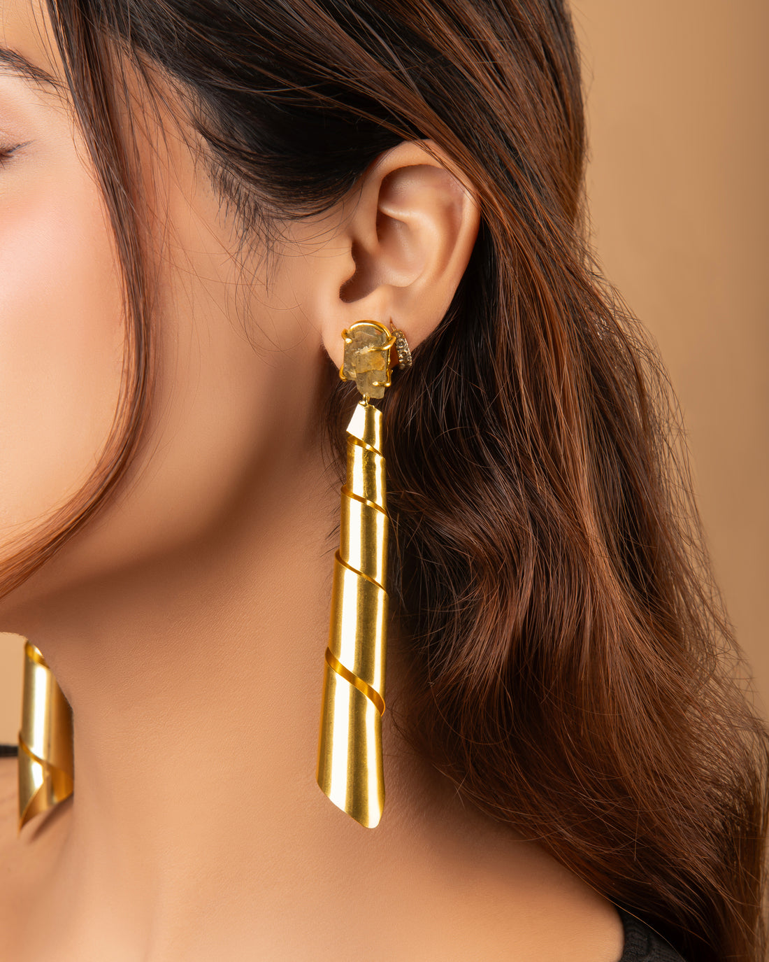 18k Gold Plated Twisted Spiral Earrings