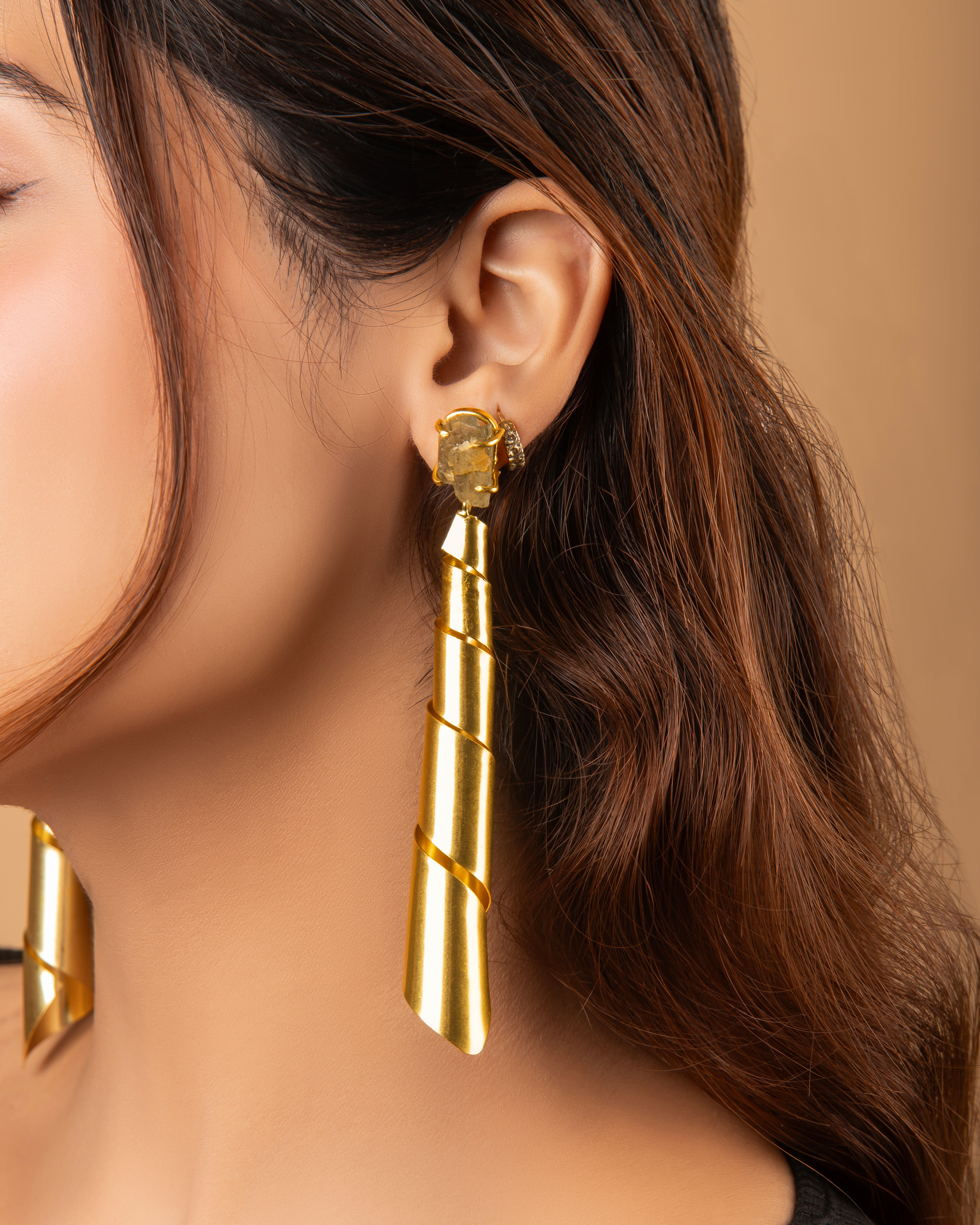 18k Gold Plated Twisted Spiral Earrings