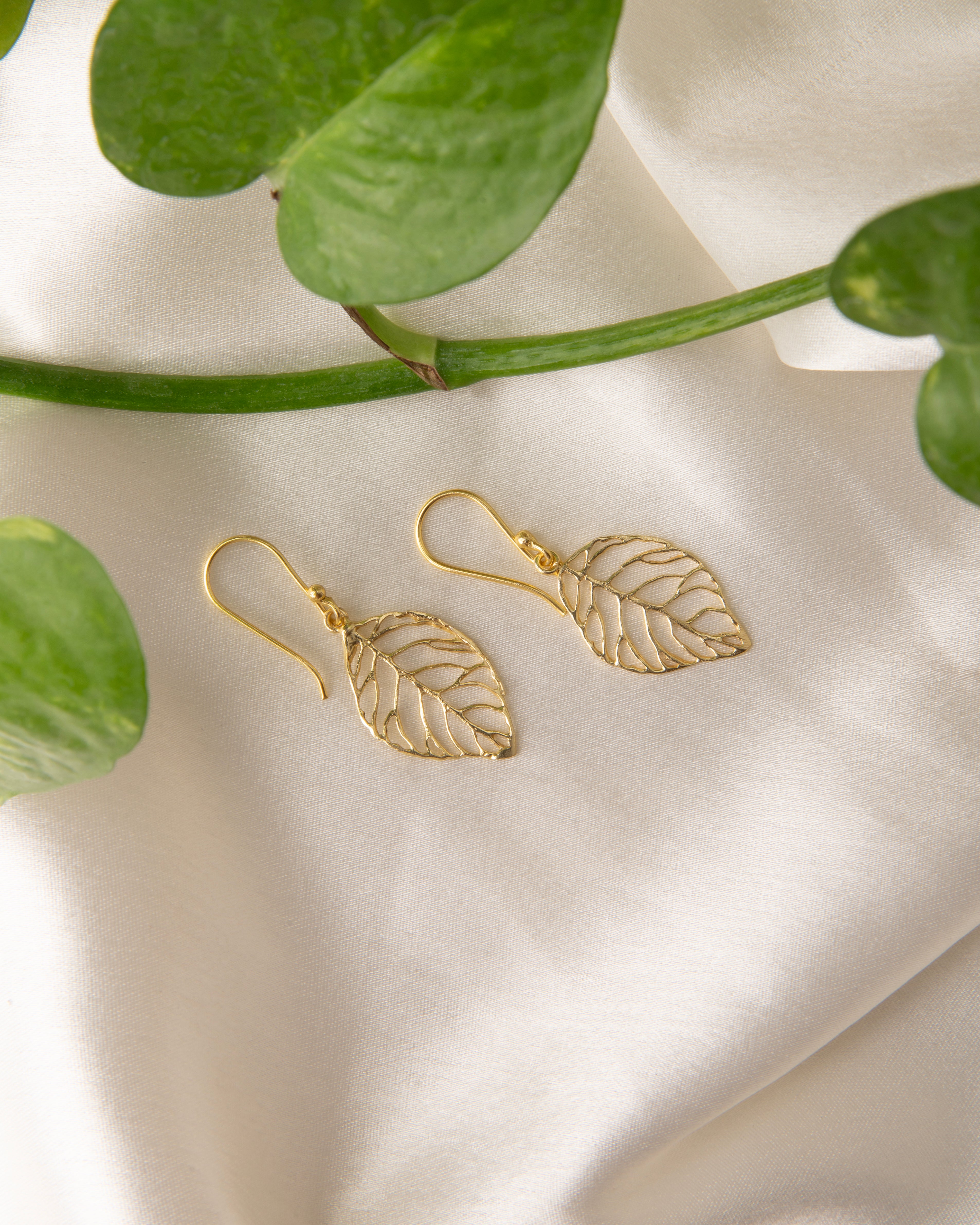 18K Gold Plated Leaf Earrings