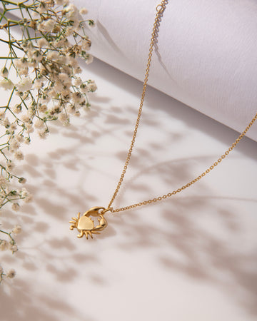 Crab Charm Necklace 18K Gold Plated