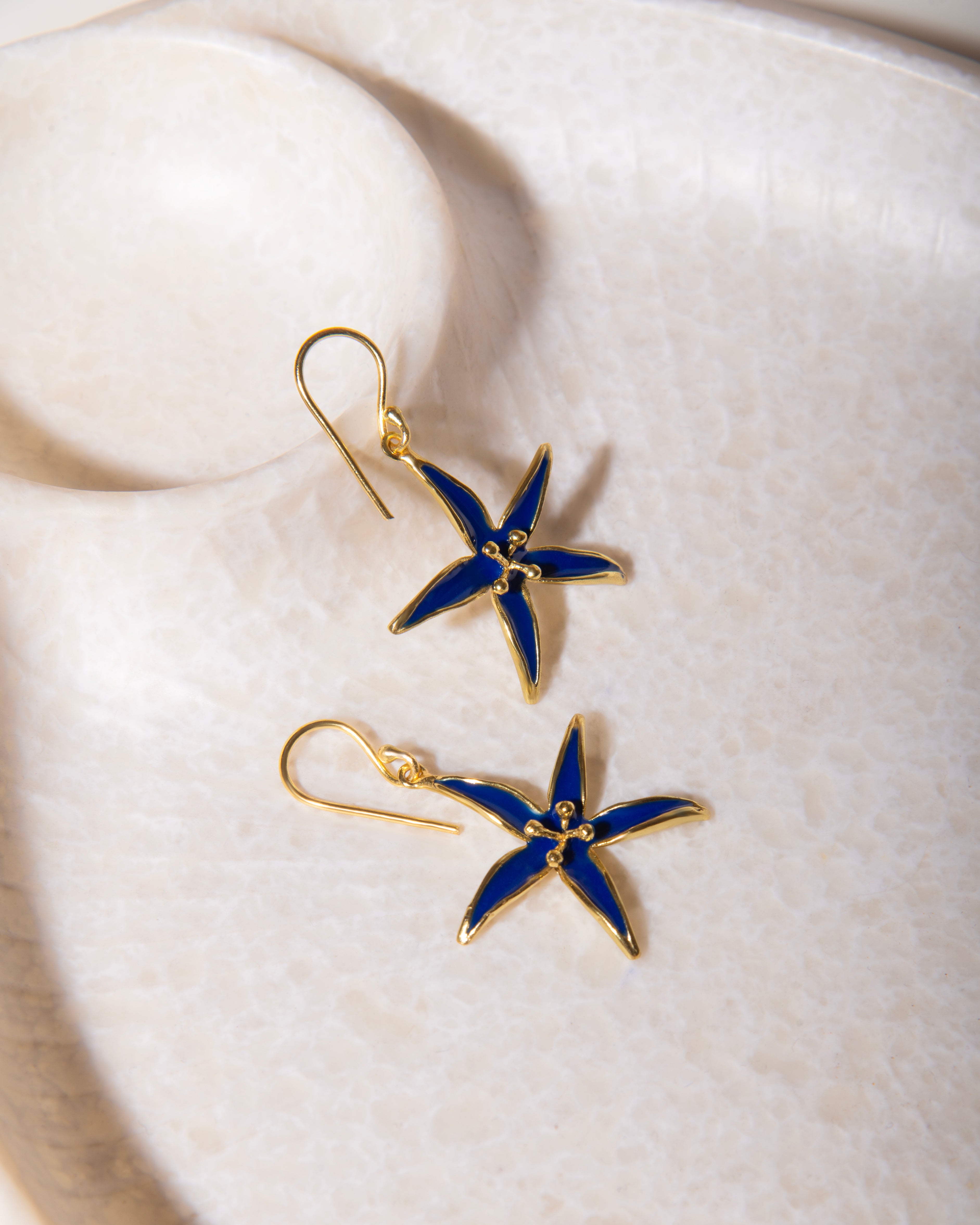 Enamel Floral Earrings 18K Gold Plated Flower Hoops