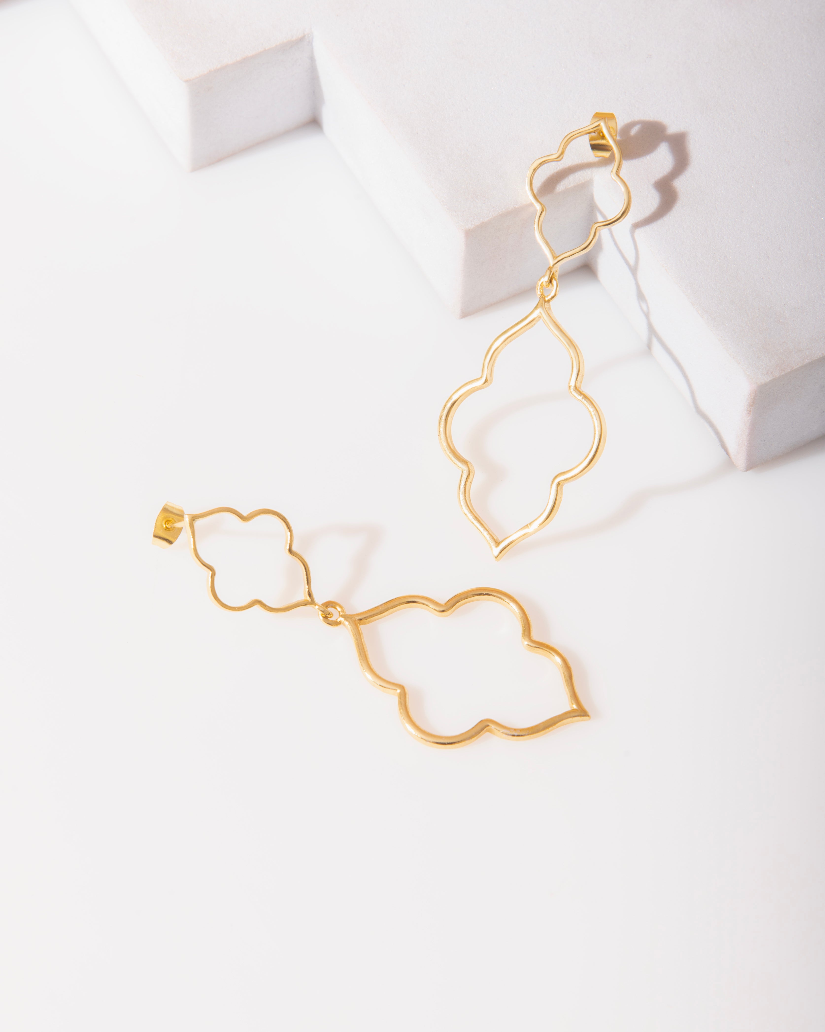18K Gold Plated Double Quatrefoil Earrings