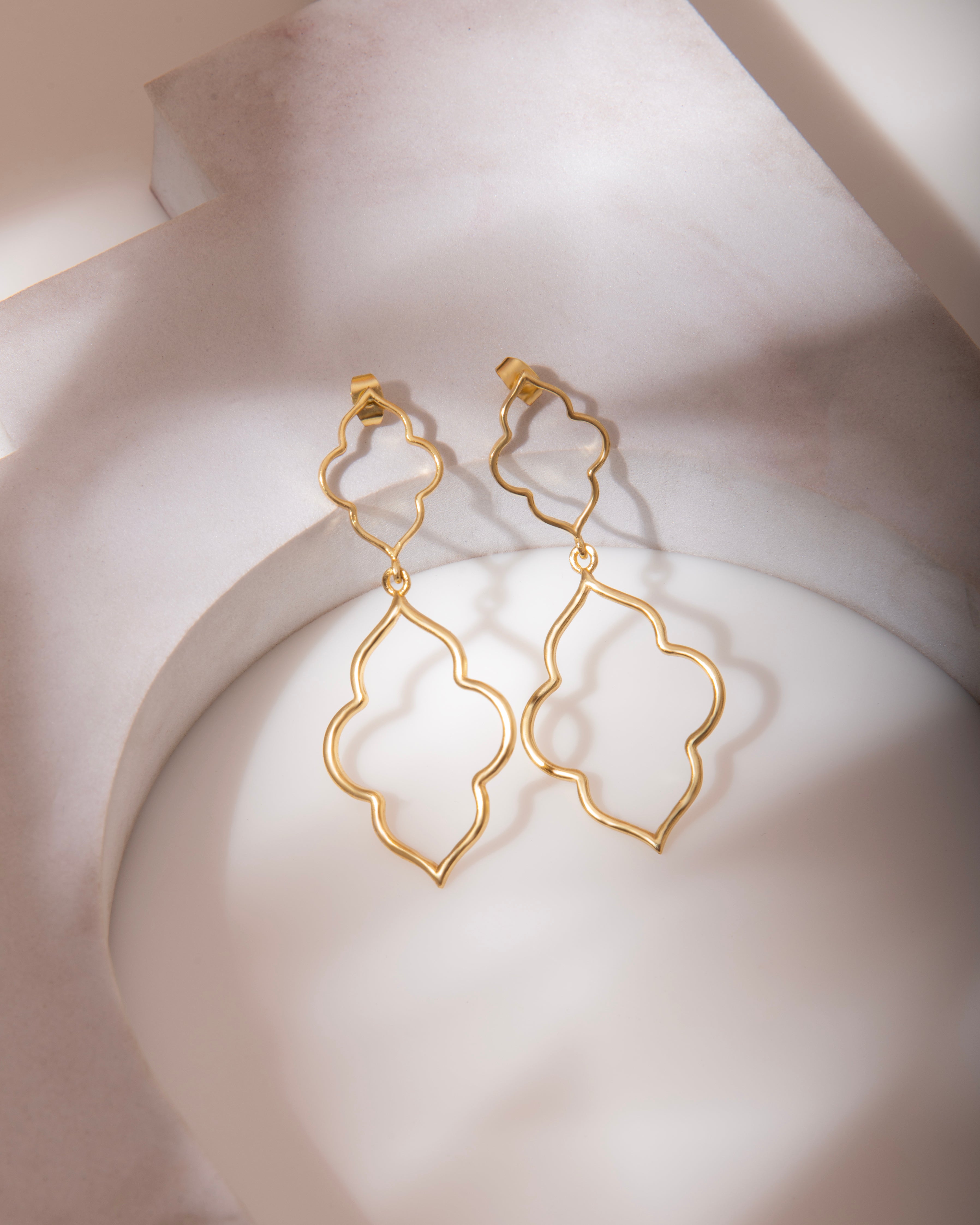18K Gold Plated Double Quatrefoil Earrings