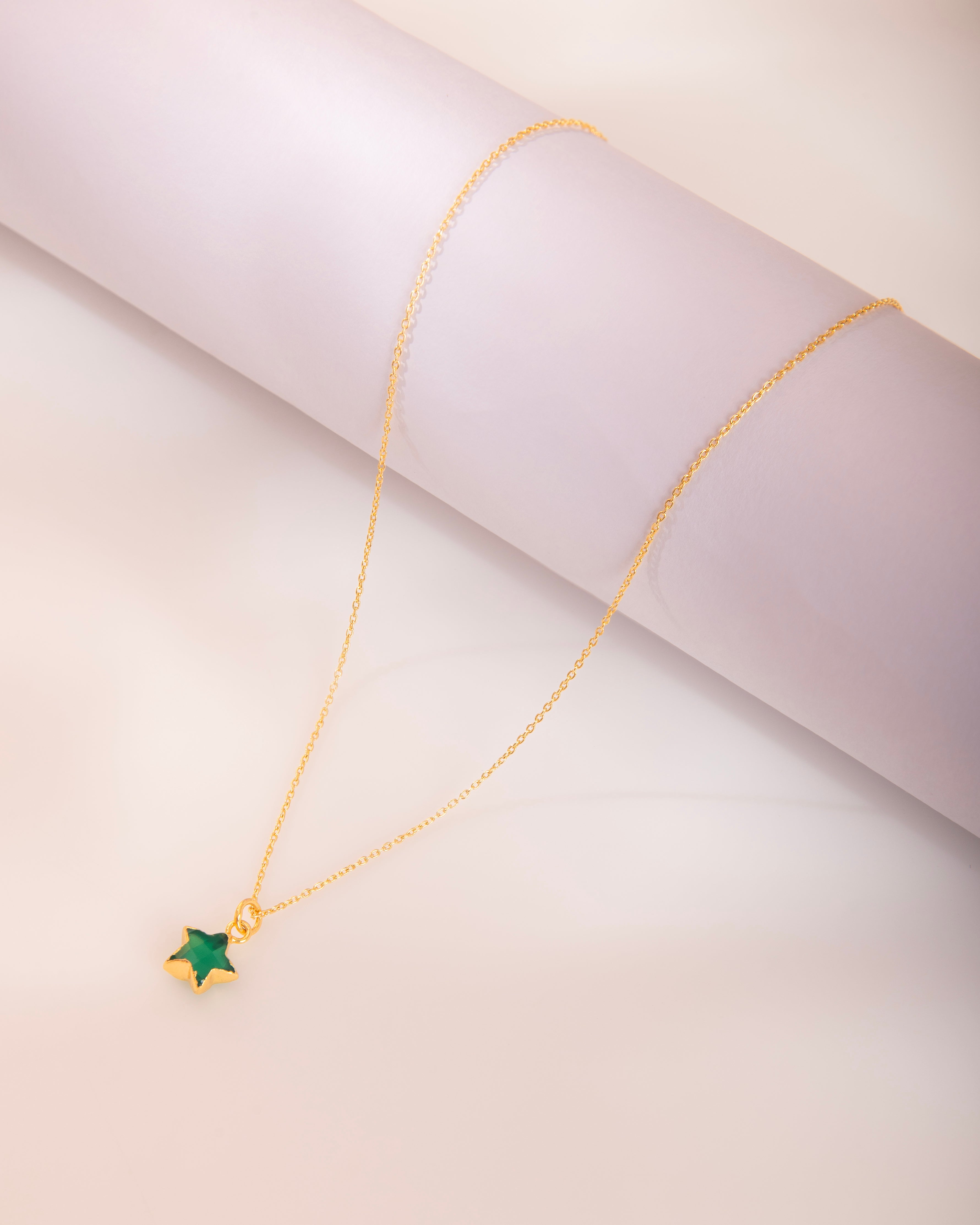 18k Gold Plated Emerald Star Necklace