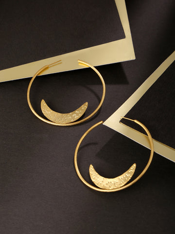 Half Moon Hoop Earrings 18k Gold Plated
