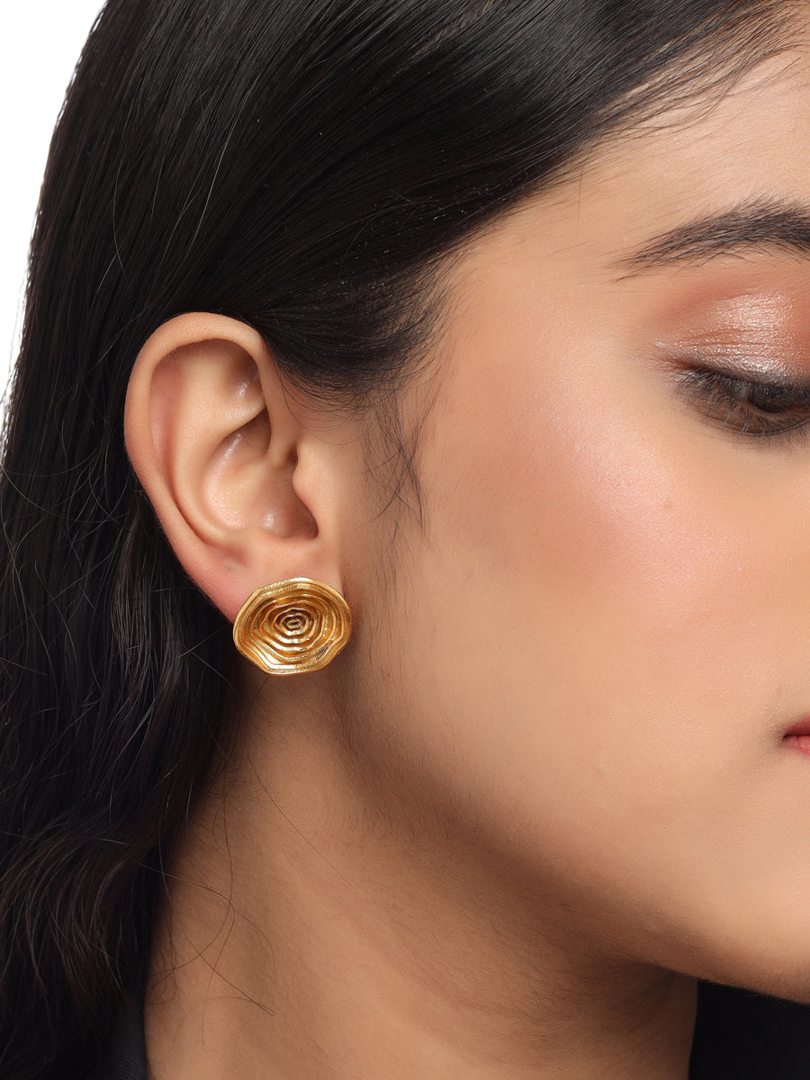 Round Spiral Studs 18k Gold Plated Handcrafted Spiral Earrings