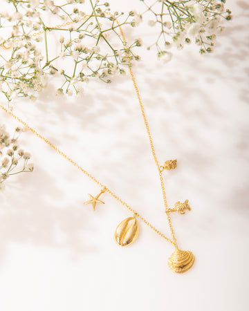 Ocean Charm Necklace 18K Gold Plated
