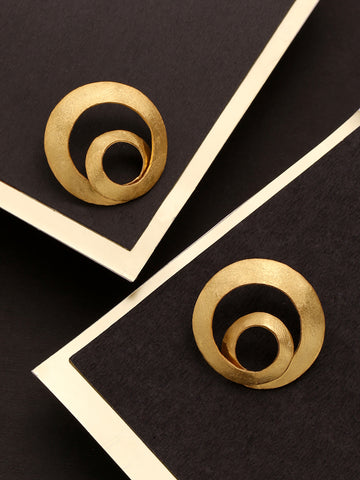 18K Gold Plated Double Circle Stud Earrings