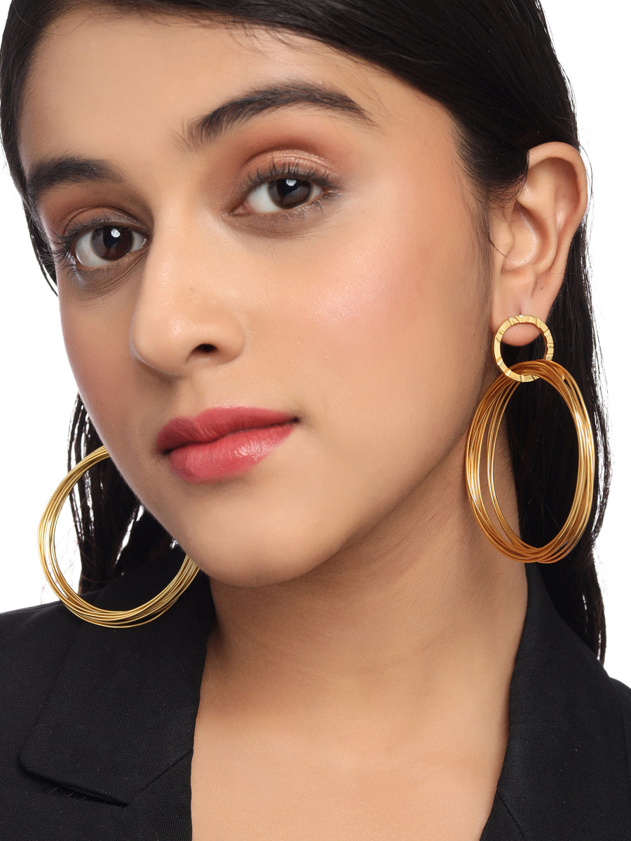 Double Hoop Long Earrings