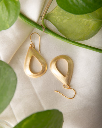 Open Tear Drop Dangle Earrings 18k Gold Plated