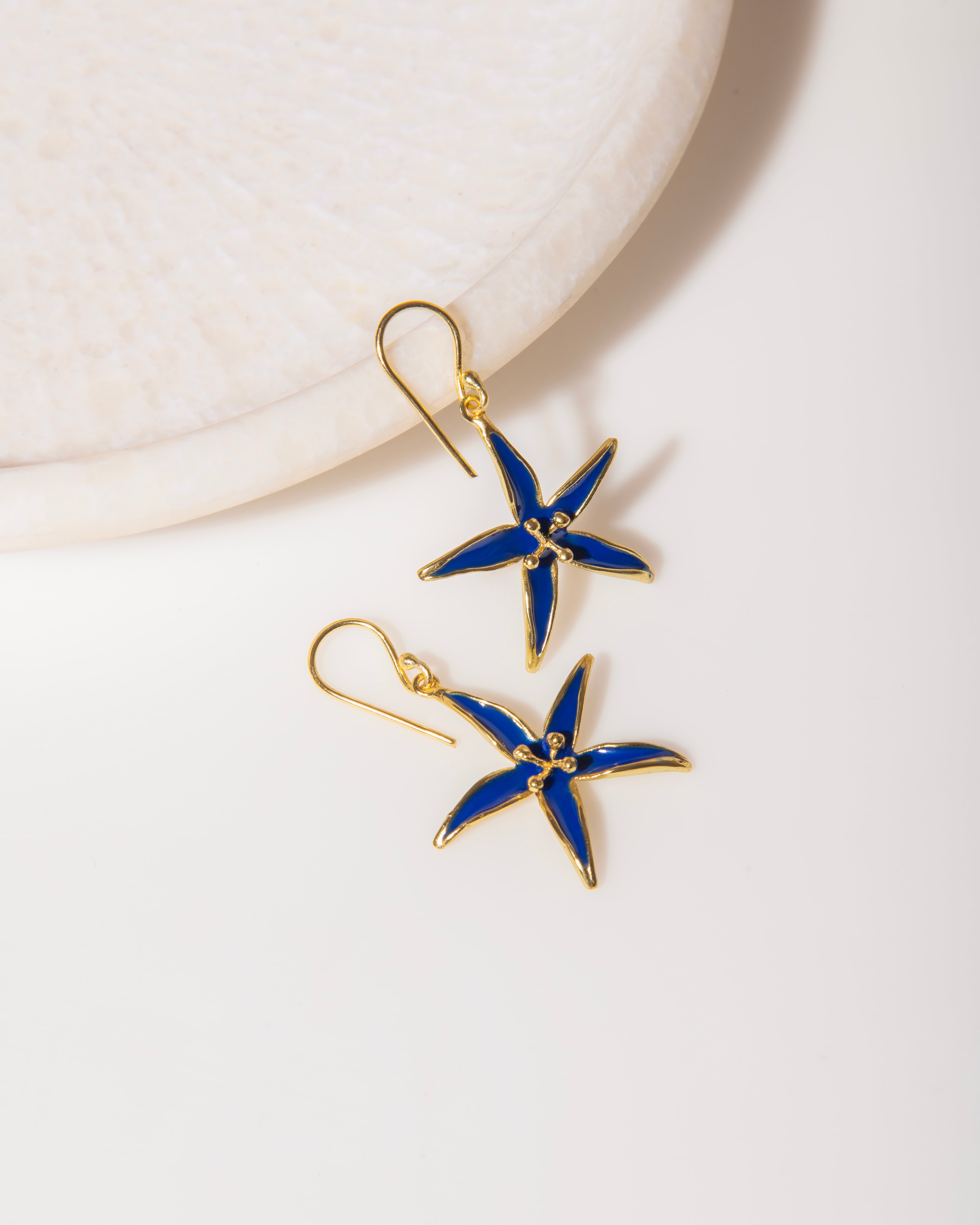 Enamel Floral Earrings 18K Gold Plated Flower Hoops