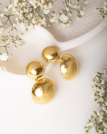 18K Gold Plated Disc Earrings Double Circle Drop Dangles
