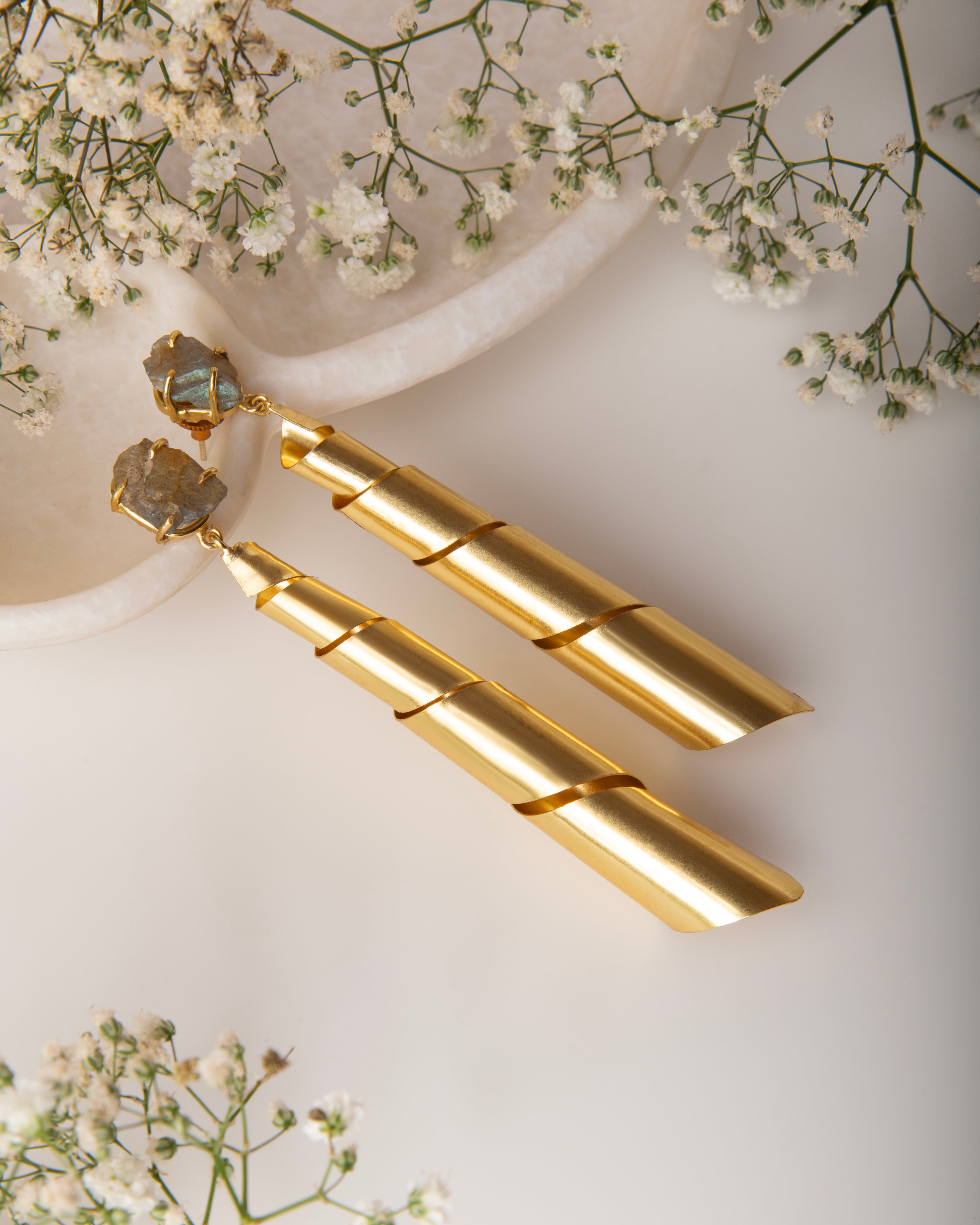 18k Gold Plated Twisted Spiral Earrings