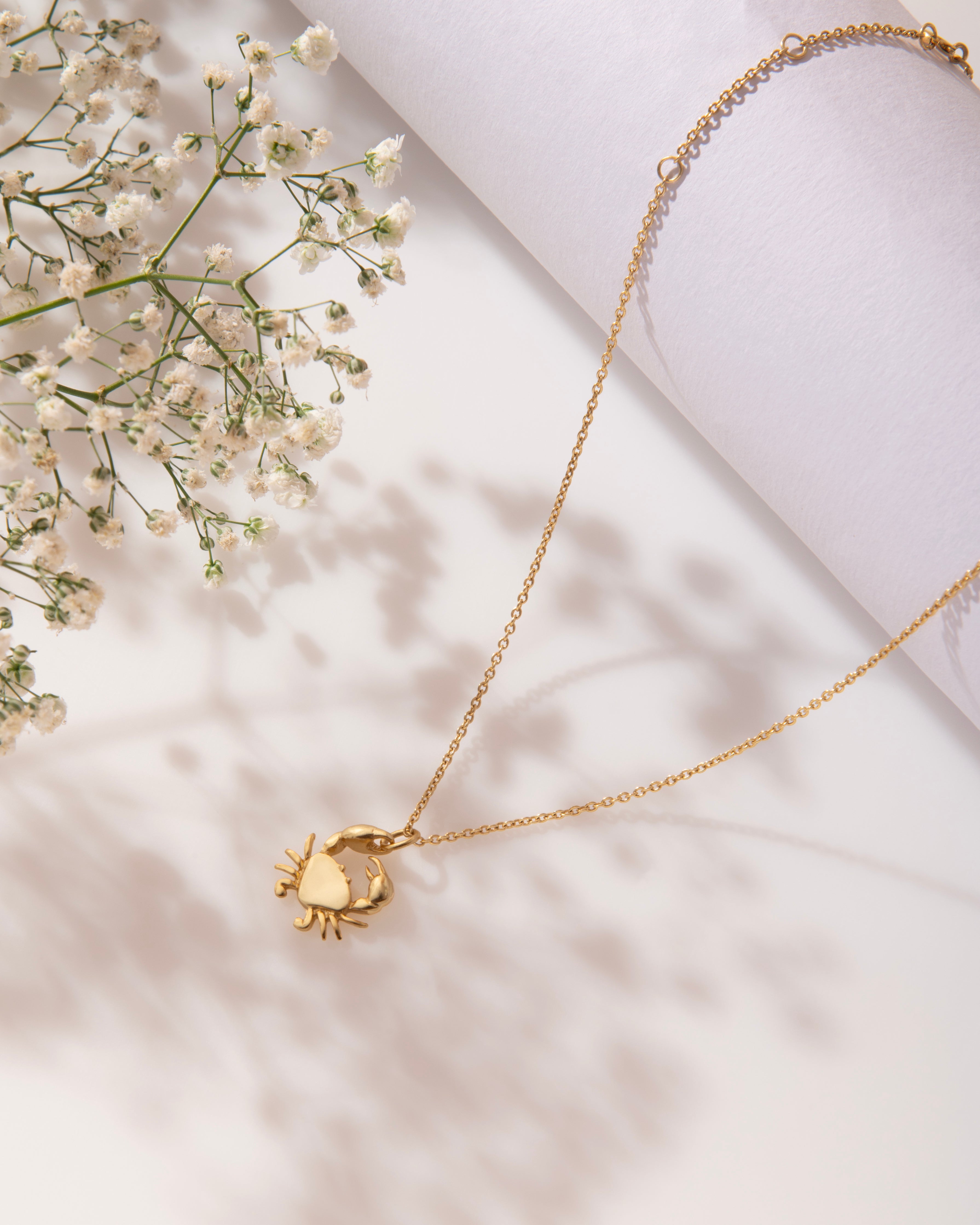 Crab Charm Necklace 18K Gold Plated