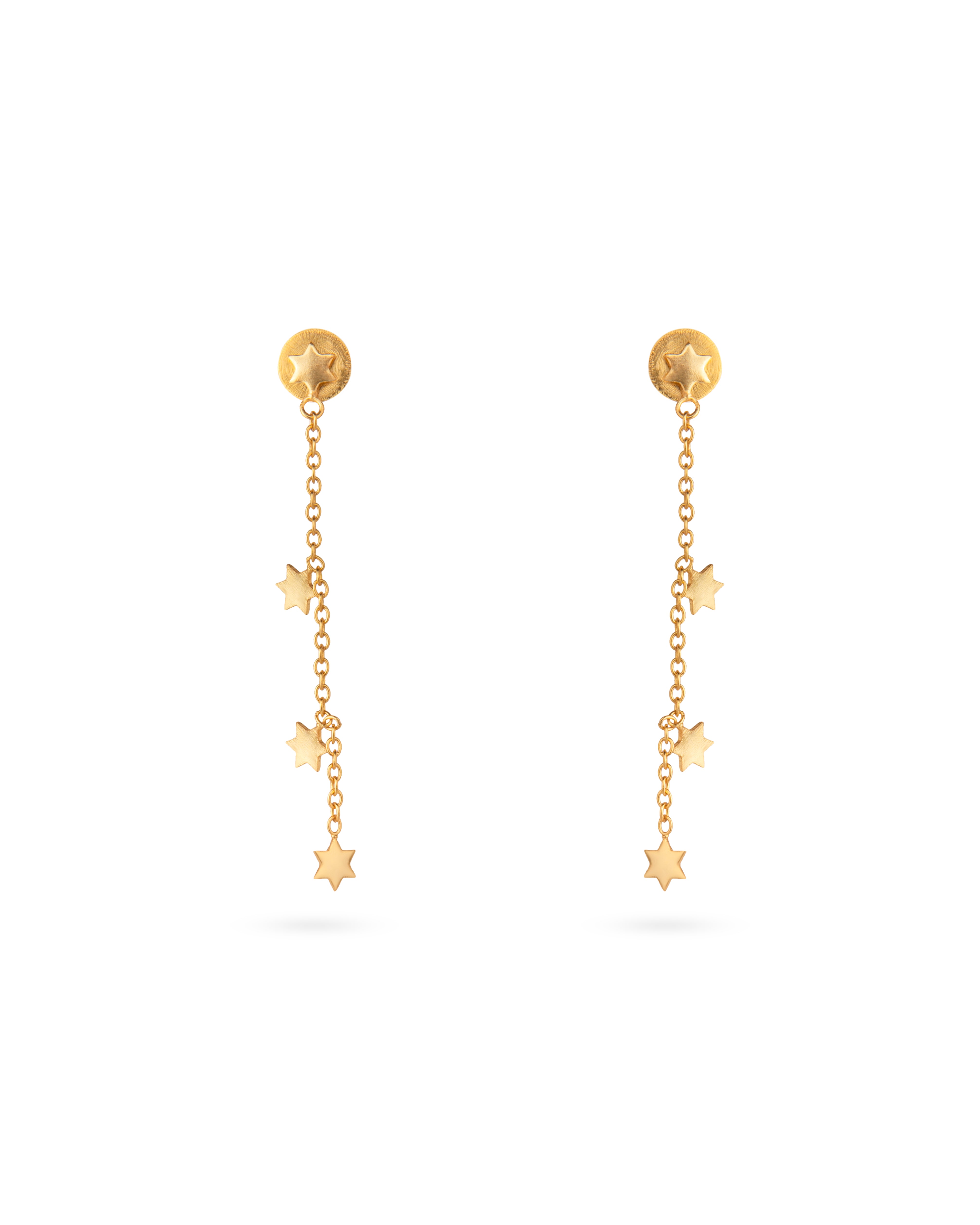 18K Gold Plated Long Chain Star Earrings