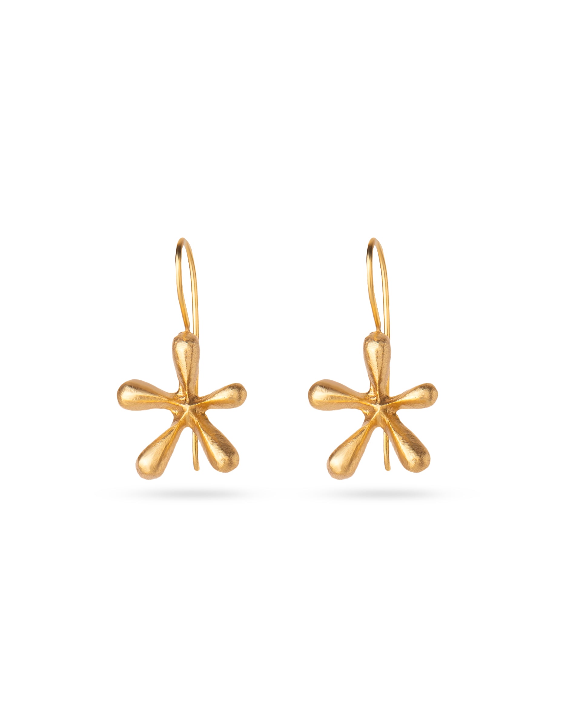18k Gold Plated Flower Earrings Drop Hook Earrings Hippie Dangle