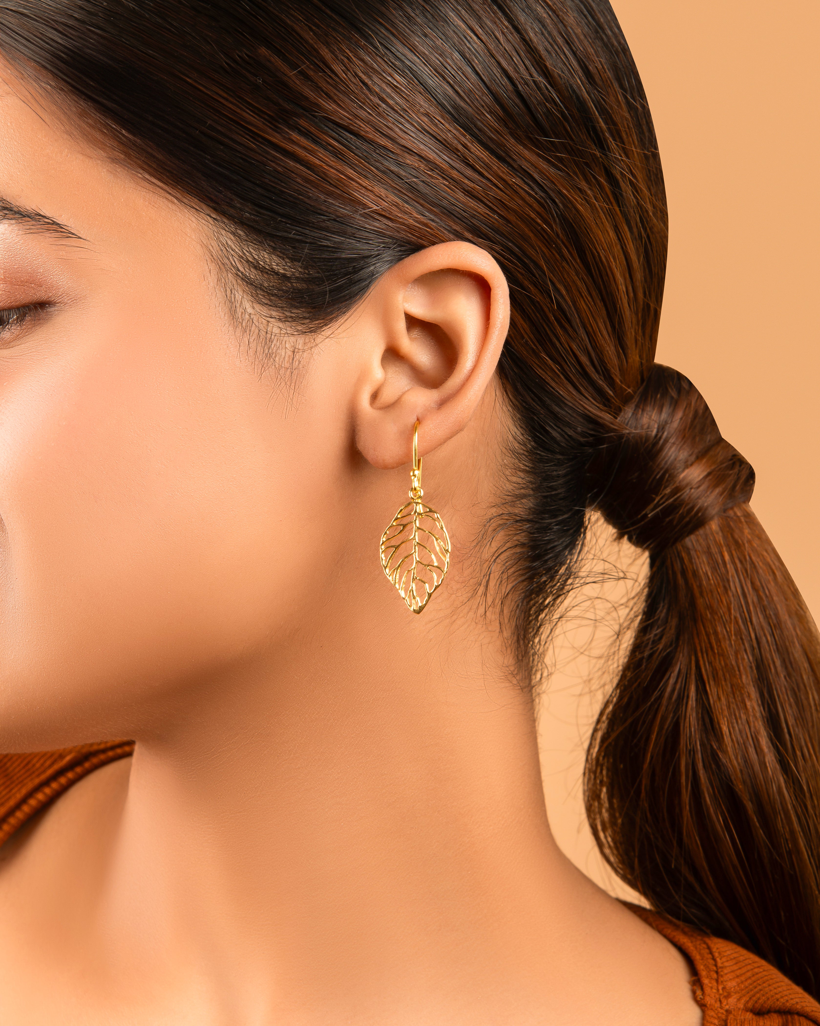 18K Gold Plated Leaf Earrings