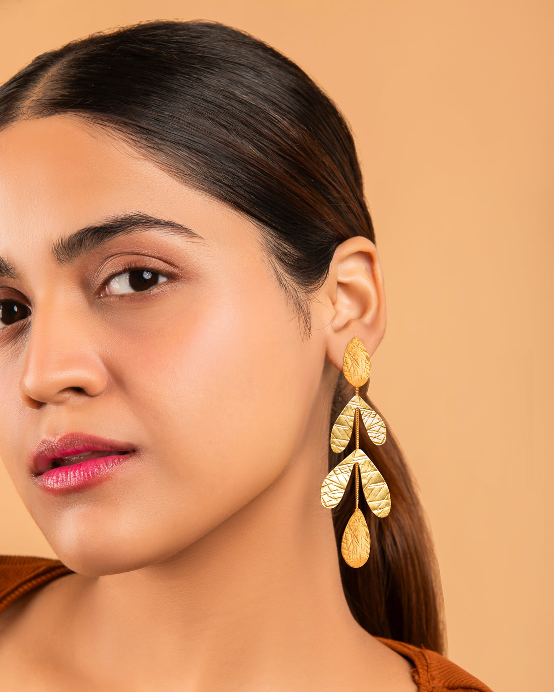 Leaf Earrings 18K Gold Plated Leaf Branch Drop Earrings