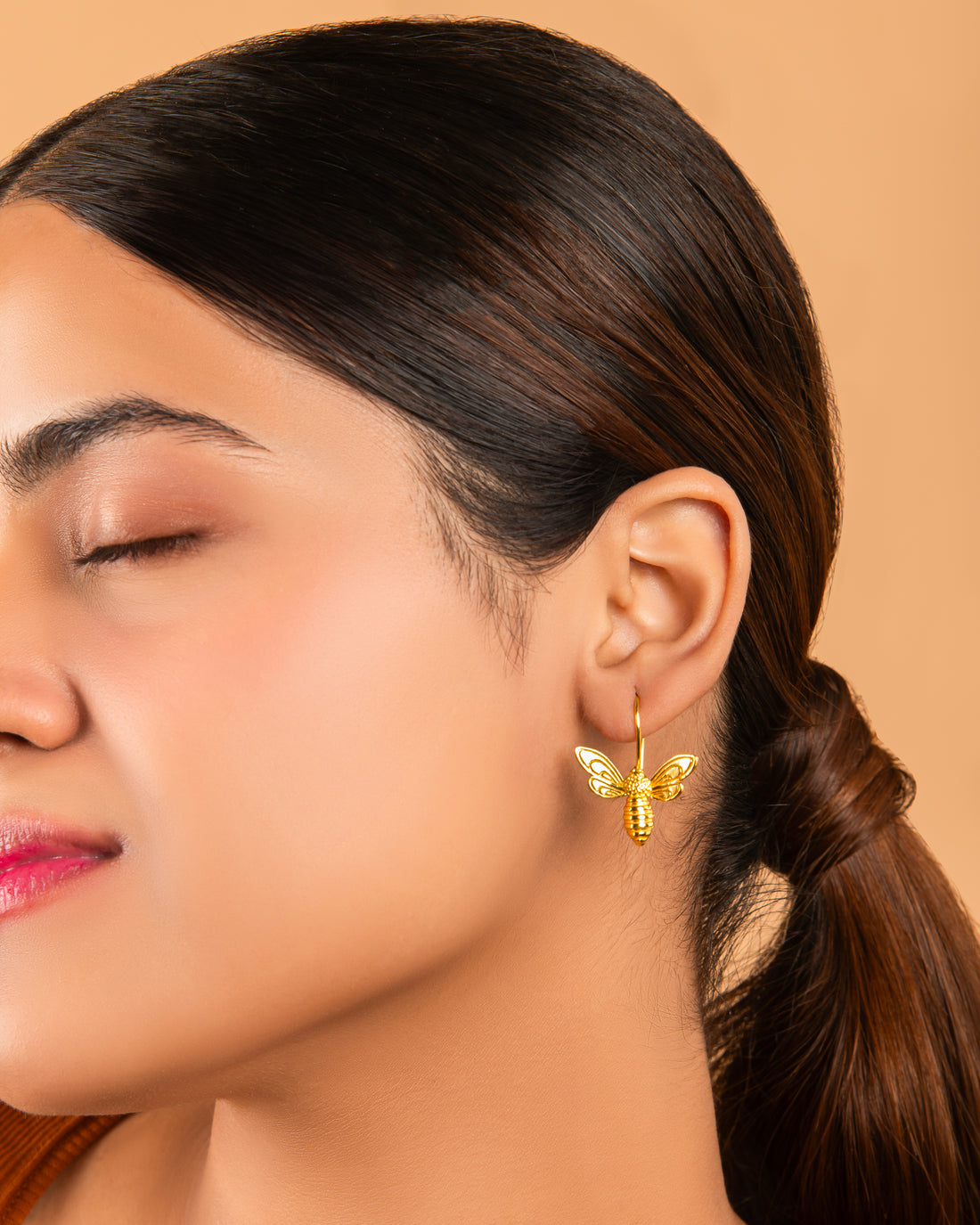 18k Gold Plated Bee Earrings Honey Bee Dangles