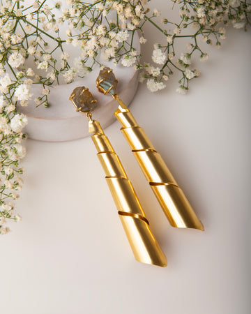 18k Gold Plated Twisted Spiral Earrings