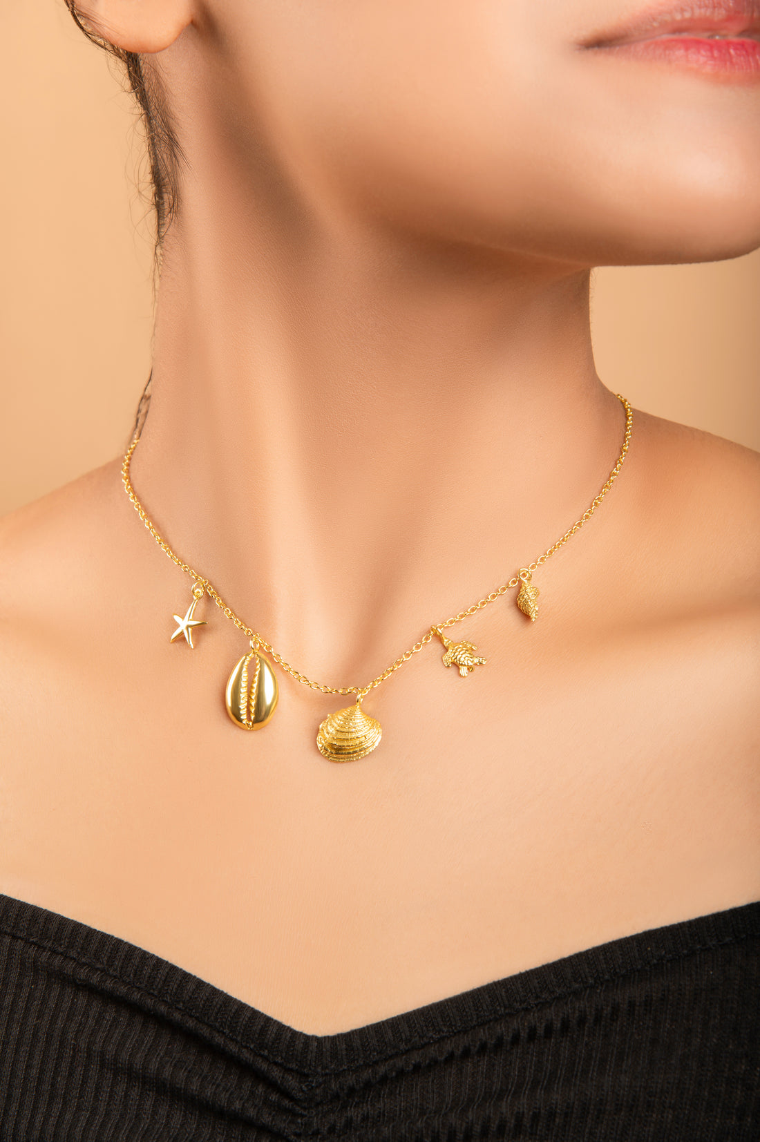 Ocean Charm Necklace 18K Gold Plated