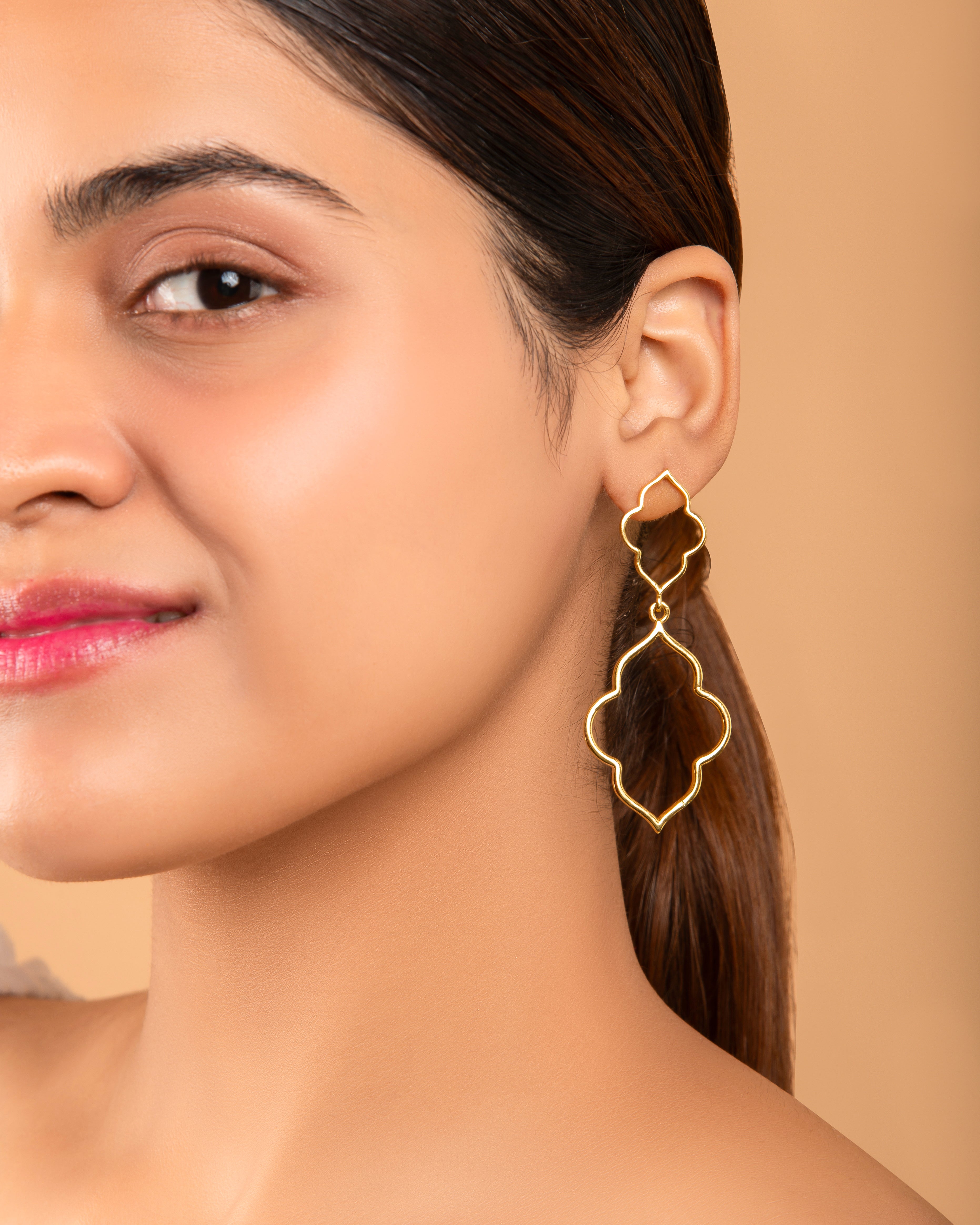 18K Gold Plated Double Quatrefoil Earrings