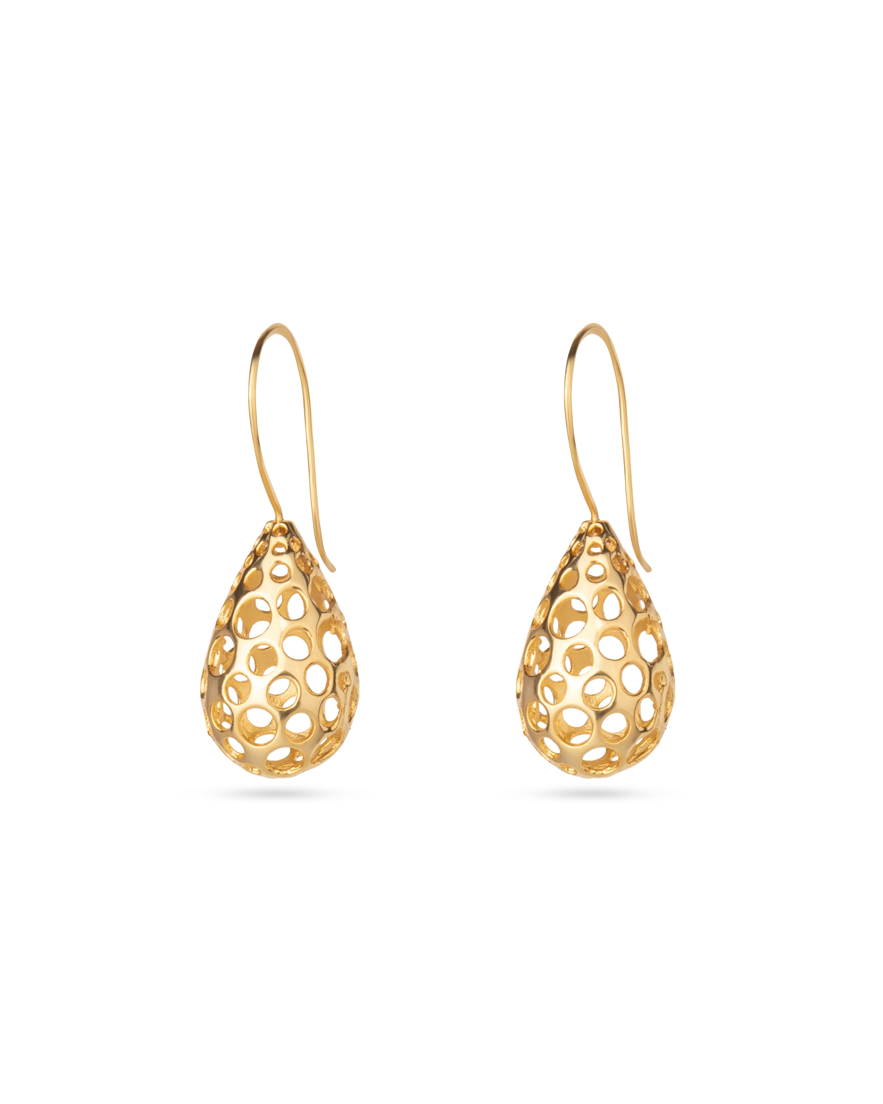 Golden Honeycomb Earrings 18k Gold Plated Geometric Dangle